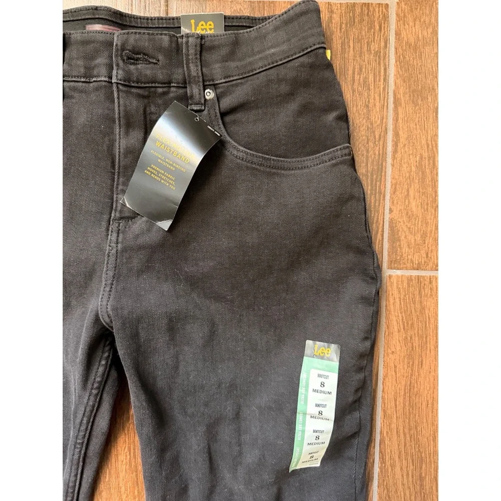 Lee Ultra Lux Comfort Bootcut Jeans Midnight Bloom Black Mid Rise Womens 8M NWT - Picture 2 of 6
